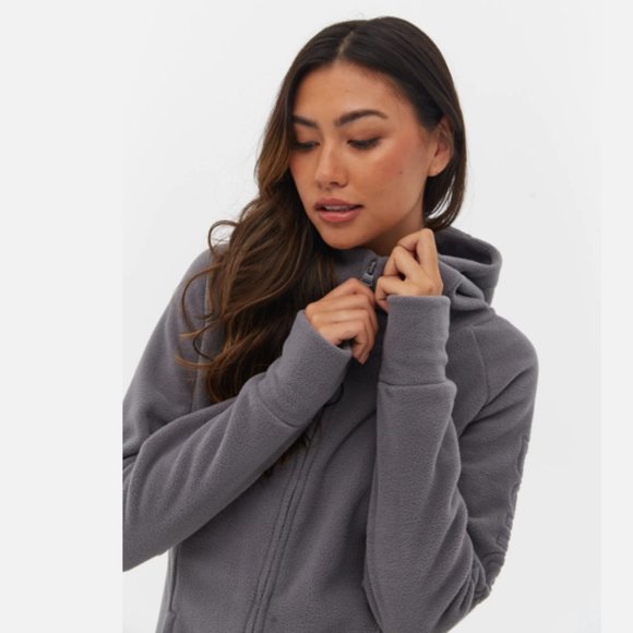 BENCH Polar Fleece Long Zip Up Gray Jacket - Picture 3 of 15